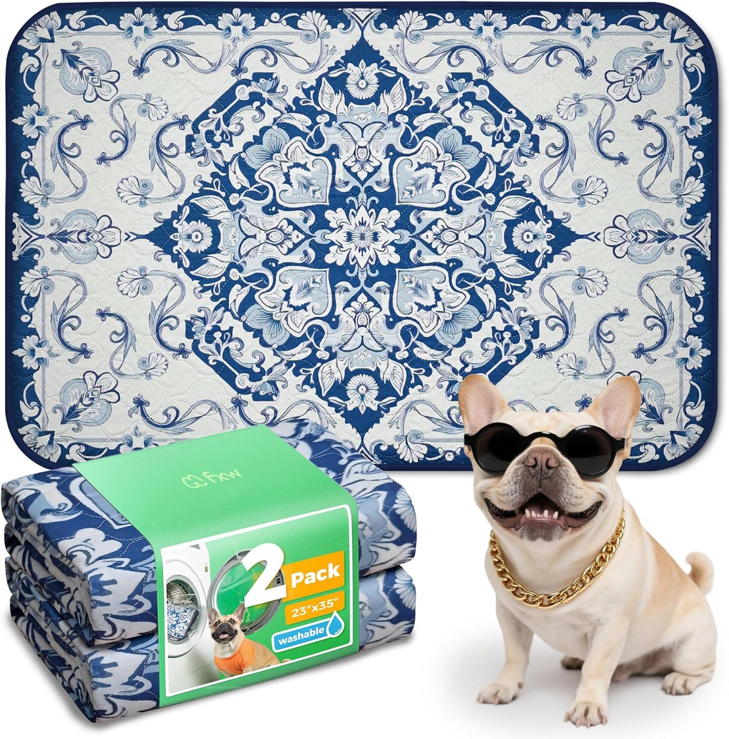 FXW Washable Pee Pads for Dogs, Puppy Pads with Super Absorbent, Specifically Designed for FXW Rollick/Homeplus 24inch 6 Panels Dog Playpen, 39" x 63" Rectangle, Khaki, 1 Pack