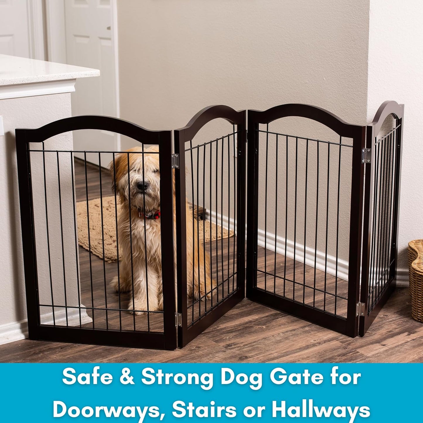 Internet's Best Wire Dog Gate with Arched Top - 4 Panel - 30" Tall - White