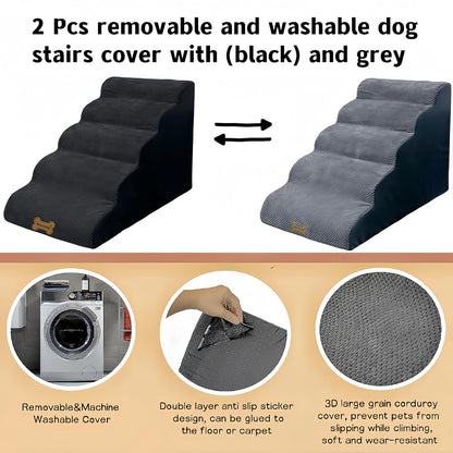 Necrely 4-Step Dog Stairs for High Beds 18-24 Inch Pet Steps 2 3 4 5 Tier Ladder Non-Slip Sturdy Ramp Small Medium Large Dog Steps to Couch Bed Old Dogs Balanced Pet Stairs for Getting on Bed