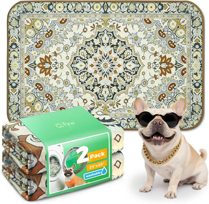 FXW Washable Pee Pads for Dogs, Puppy Pads with Super Absorbent, Specifically Designed for FXW Rollick/Homeplus 24inch 6 Panels Dog Playpen, 39" x 63" Rectangle, Khaki, 1 Pack