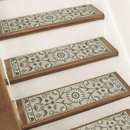 BEQHAUSE Stair Treads for Wooden Steps Non-Slip Machine Washable Carpet Stair Treads 8"X30" Soft Indoor Stair Runner for Kids Elders and Pets, 100% Polyester, TPE Backing, 15pcs, Brown/Grey