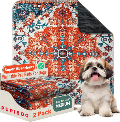 PUPIBOO Washable Pee Pads for Dogs and Cats - Super Absorbent Reusable Puppy Training Pads - 100% Waterproof, Leak-Proof & Non-Slip Whelping Pads for Pet Housebreaking