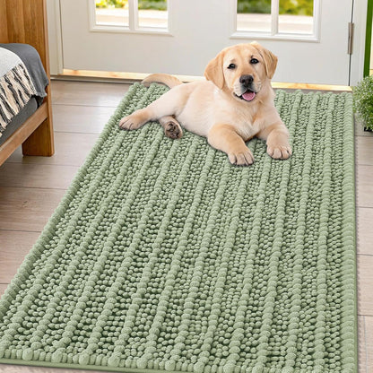 Smiry Dog Door Mat for Muddy Paws 30x20, Extra Soft Absorbent Chenille Doormat, Trap Moisture and Dirt, Non-Slip Machine Washable Front Door Mat for Indoor Entrance Inside Floor, Grey