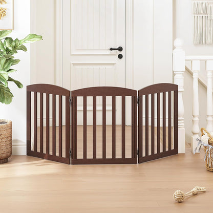 SPIRICH 96" Extra Wide 28" Tall Wooden Freestanding Foldable Dog Gate, Pet Gate Indoor, 4 Panels, White