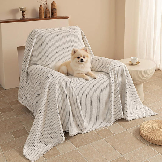 MYSKY HOME Couch Cover for Dogs, Washable Couch Covers, Non Slip Sofa Cover, Couch Cover 2 Cushion Sofa Dogs Furniture Protector with Tassels, Chenille Sofa Slipcover for Pets, 71"x118", Dark Grey