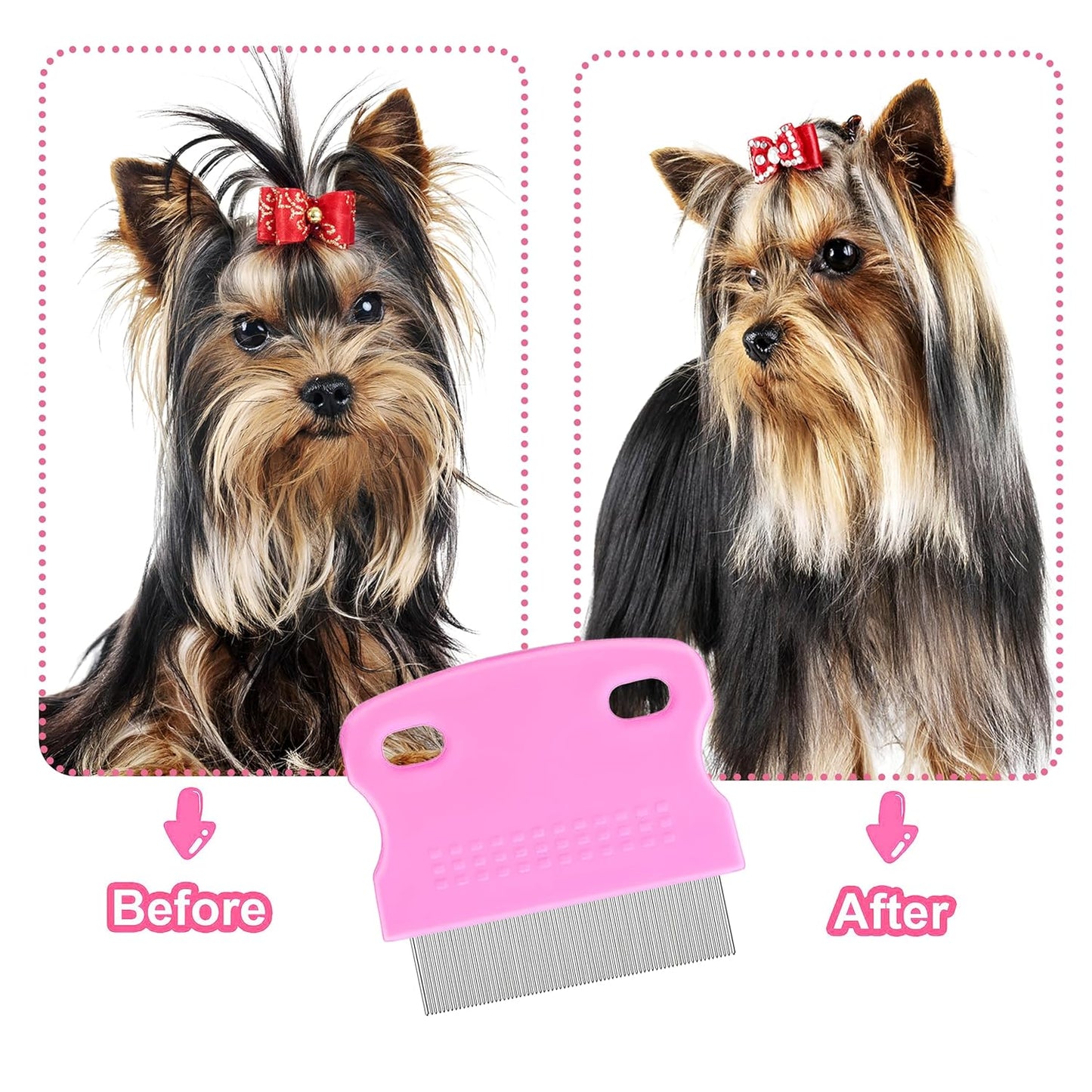 5 Pack Flea Lice Comb,Stainless Steel Dog Cat Grooming Combs With Rounded Teeth,Double-Sided Tear Stain Remover,Dematting Comb For Dogs Cats Ideal For All Types Of Small, Medium, Large Pets