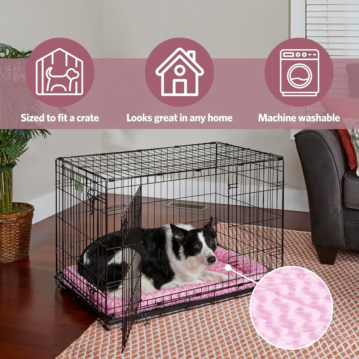 MidWest Homes for Pets QuietTime Dog Bed - White Fleece Bolster, Ultra-Soft and Machine Washable, Fits 24-Inch Crates and Carriers, for Small Breed Dogs