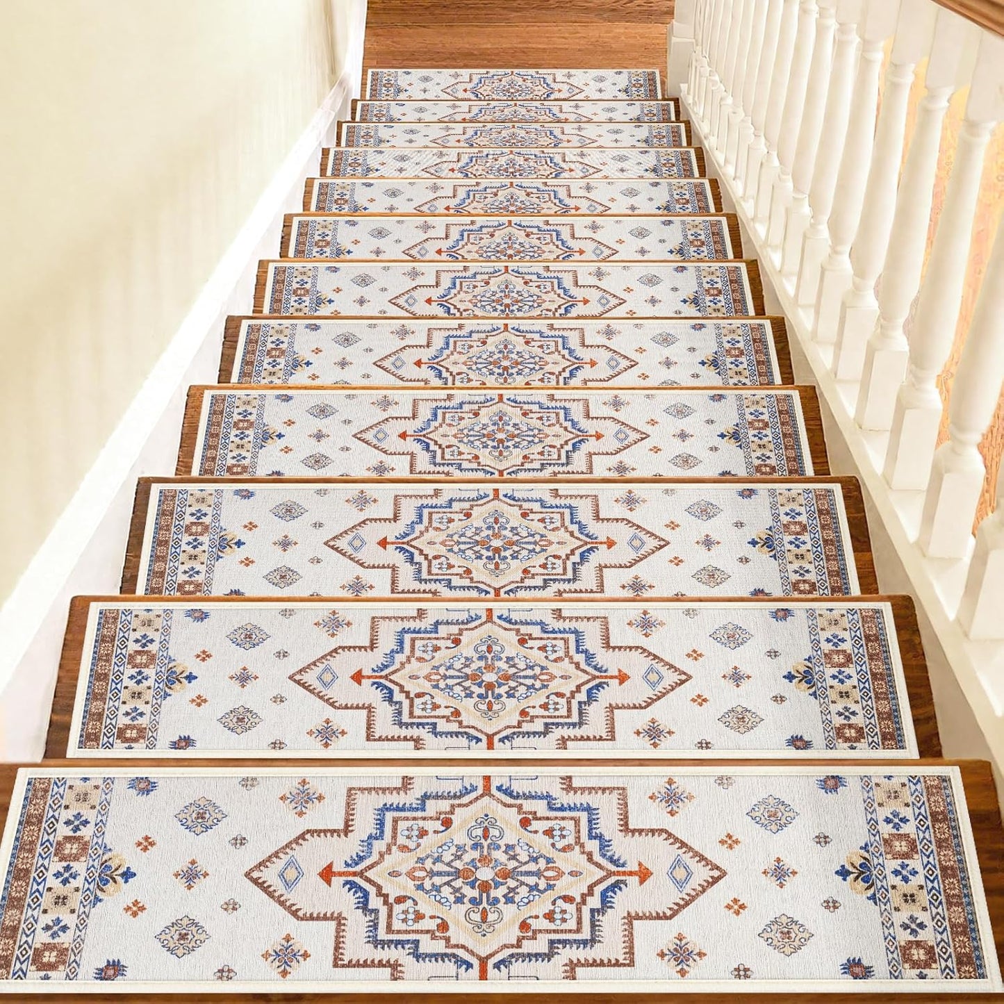 Non Slip Stair Treads for Wooden Steps Indoor, Dark Grey, 15pcs, 30"X8", Soft Carpet Mat, Machine Washable Boho Carpet Treads with Reusable Adhesive Backing, Safety Stair Tread for Dogs, Kids, Elders