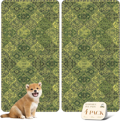 nunubaby Washable Pee Pads for Dogs, Stylish, Non-Slip and Leak-Proof Pee Pads. Reusable Potty Pads for Dogs for Crates and Floors.(Beige/Multi, 24" x48" )