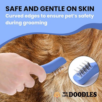 We Love Doodles Dematting Comb for Dogs - Dog Hair Mat Remover, Detangler Comb & Deshedding Tool, Removes Tangles, Knots, & Loose Hair, Metal Comb, Ergonomic Handle (9 Blade)