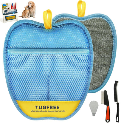 TUGFREE Pet Hair Removal Glove for Dogs & Cats, Electrostatic Magic Brush Grooming & Washable Fur Remover Mitt for Furniture Couch Carpet Clothes Car Seats, 60% More Efficient Pet Hair Remover