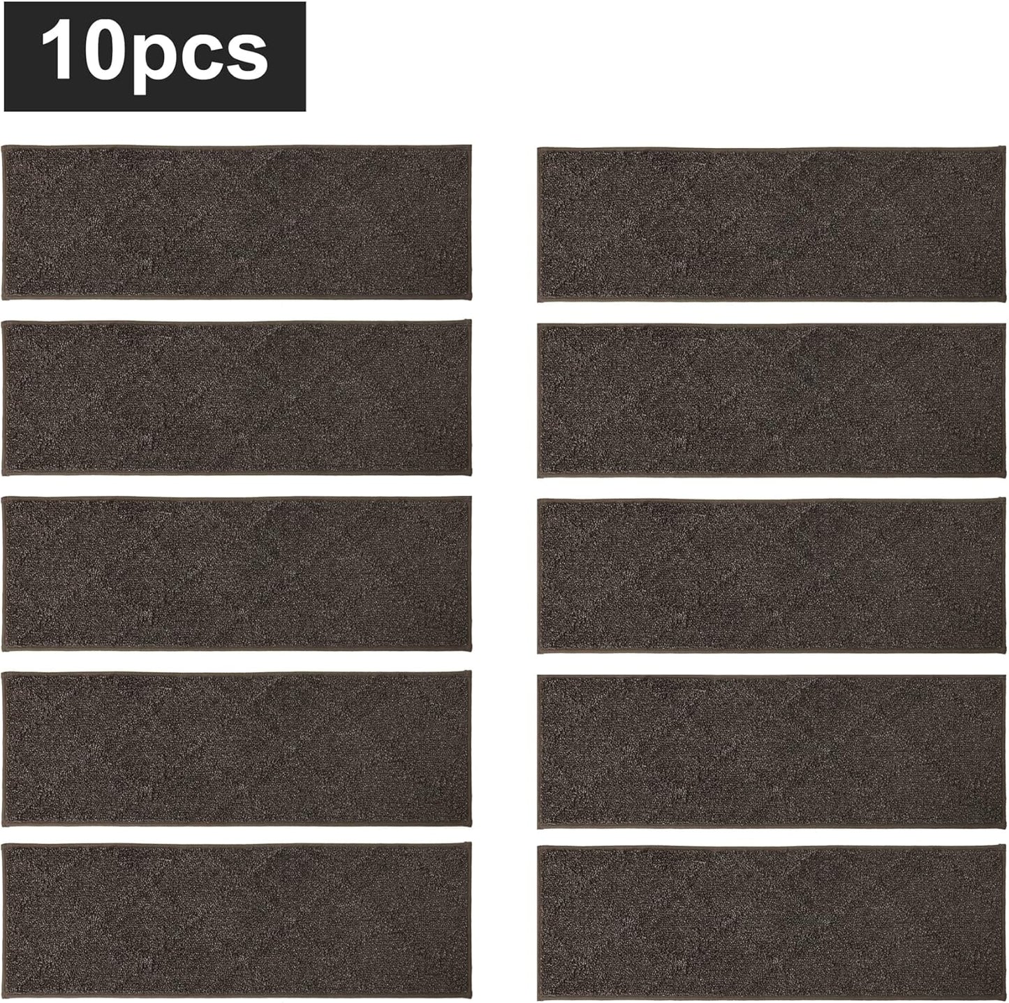 COSY HOMEER Edging Stair Treads Non-Slip Carpet Mat 28inX9in Indoor Stair Runners for Wooden Steps, Edging Stair Rugs for Kids and Dogs, 100% Polyester TPE Backing (7pc, Beige)