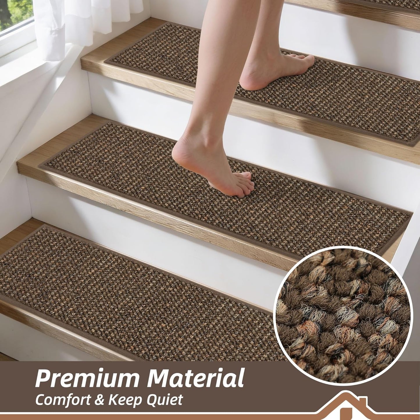 BEQHAUSE Stair Treads for Wooden Steps 28inX9in, Carpet Stair Treads Non Slip Indoor, Machine Washable Stair Runners for Kids Elders and Pets, Carpet for Stair Rugs Mat, TPE Backing, 15pcs, Taupe