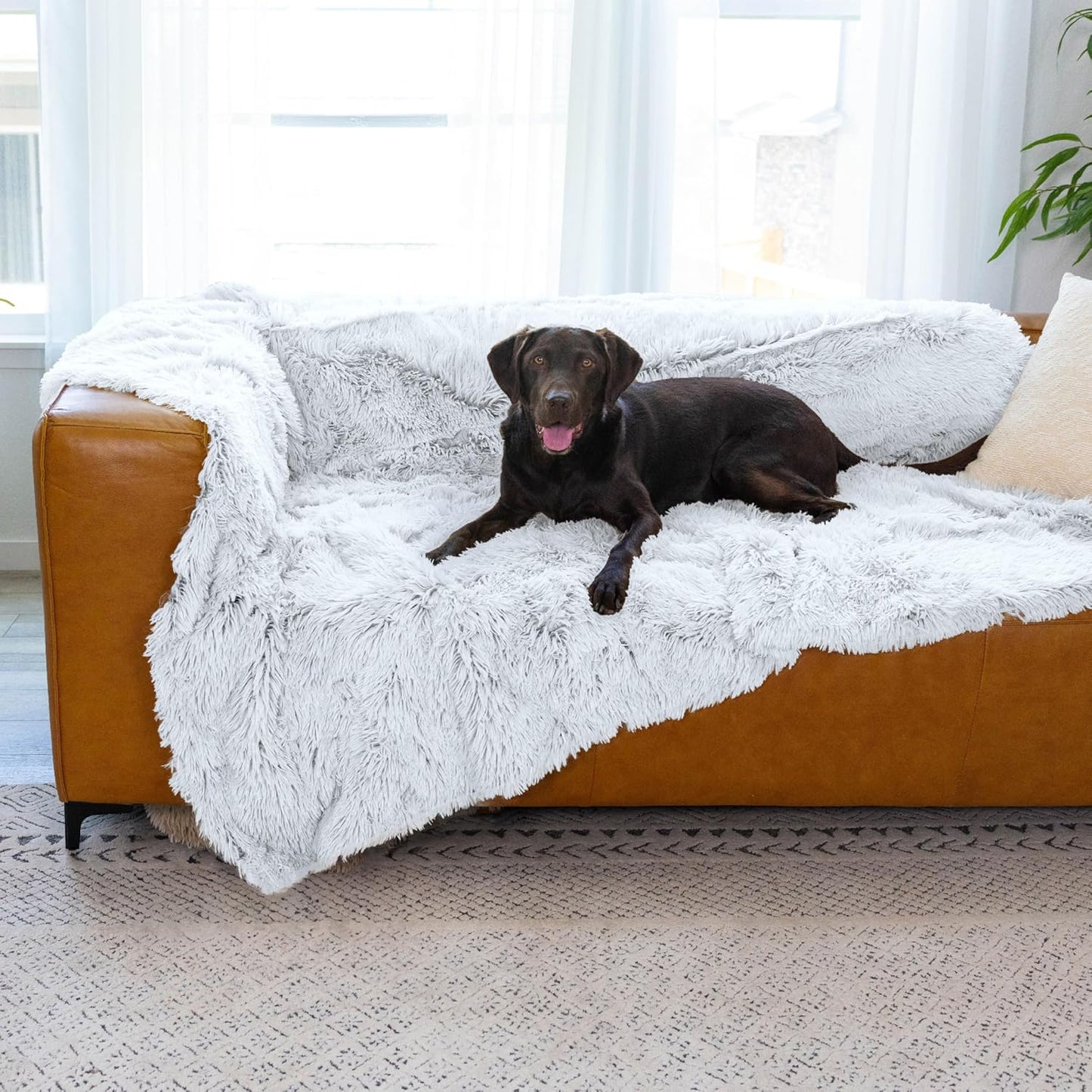 Best Friends by Sheri Calming Shag Dog Blanket – Ultra Soft Faux Fur Pet Throw, Anxiety-Relief, Lightweight Warm Bed Cover for Dogs and Cats, Machine Washable, Taupe, 30" x 40"