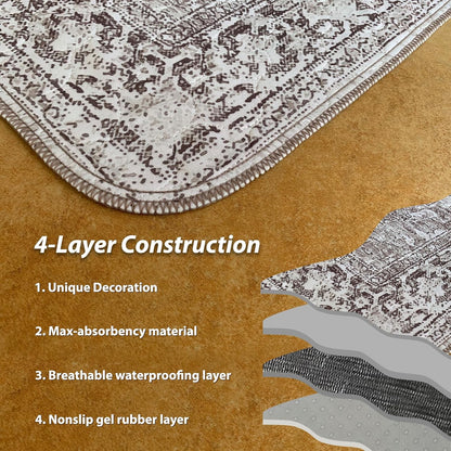nunubaby Washable Pee Pads for Dogs, Stylish, Non-Slip and Leak-Proof Pee Pads. Reusable Potty Pads for Dogs for Crates and Floors.(Beige/Multi, 24" x48" )