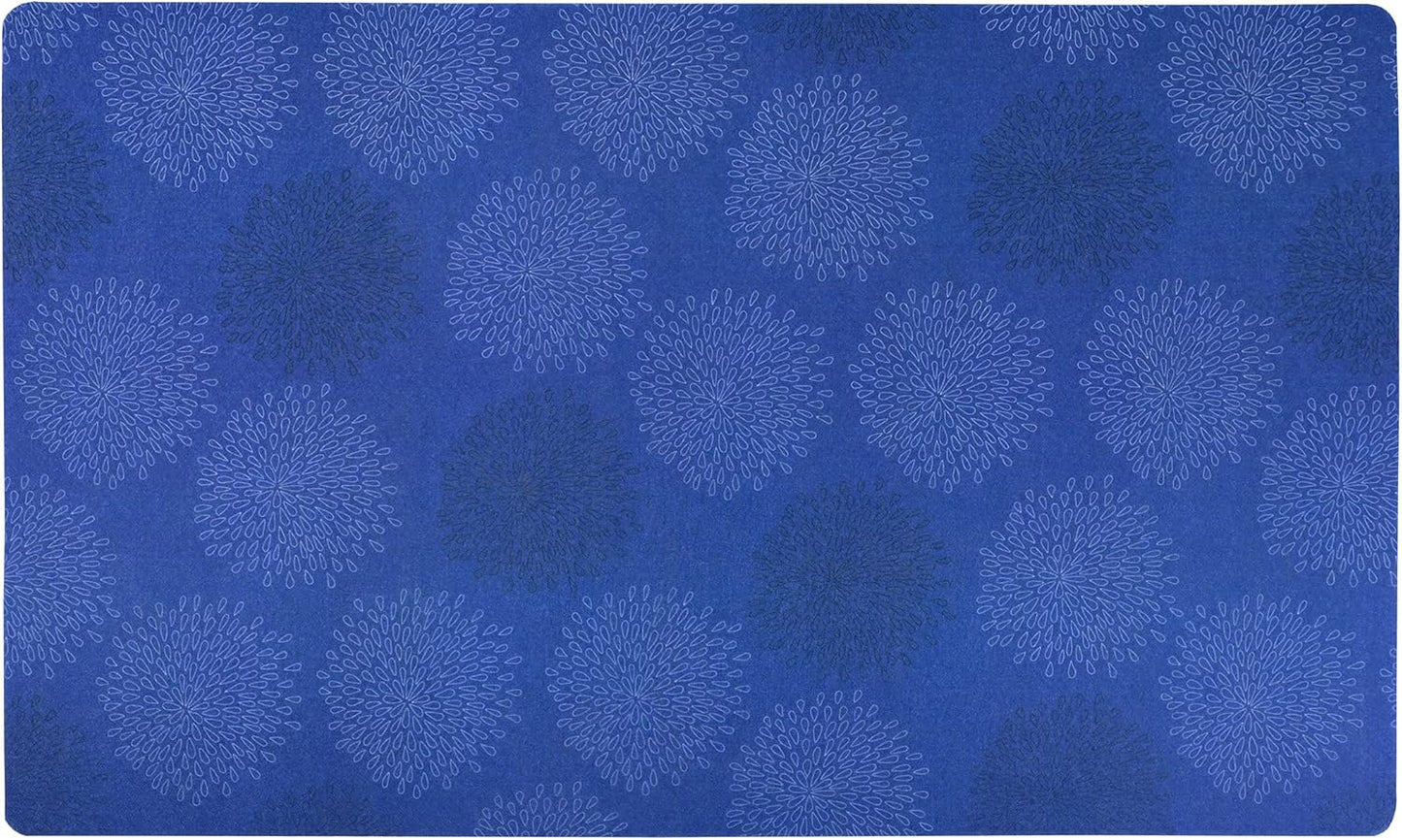 Drymate Pet Bowl Placemat, Dog & Cat Food Feeding Mat - Absorbent Fabric, Waterproof Backing, Slip-Resistant - Machine Washable/Durable (USA Made) (12” x 20”) (Indigo)