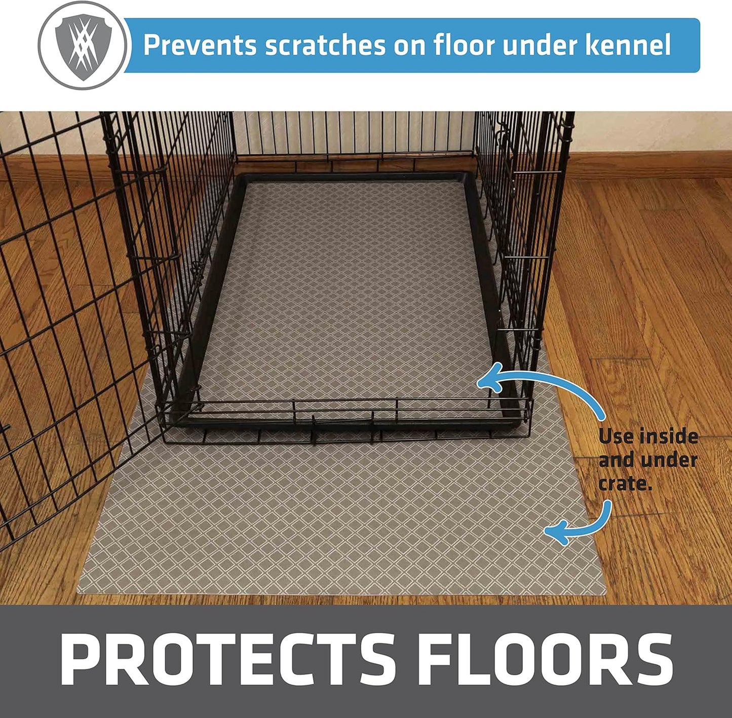 Drymate Dog Crate Mat Liner, Absorbs Urine, Waterproof, Non-Slip, Washable Puppy Pee Pad for Kennel Training - Use Under Pet Cage to Protect Floors, Thin Cut to Fit Design (USA Made) (LGrey)(29"x48")
