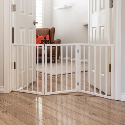Primetime Petz - Best Freestanding, Hard Wood, Folding Pet Gate, Indoor Dog Fence for Home,Gray