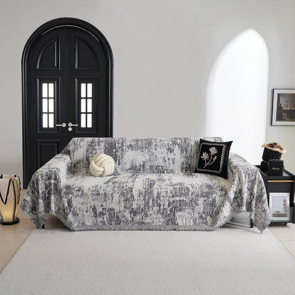 MYSKY HOME Couch Cover for Dogs, Washable Couch Covers, Non Slip Sofa Cover, Couch Cover 2 Cushion Sofa Dogs Furniture Protector with Tassels, Chenille Sofa Slipcover for Pets, 71"x118", Dark Grey
