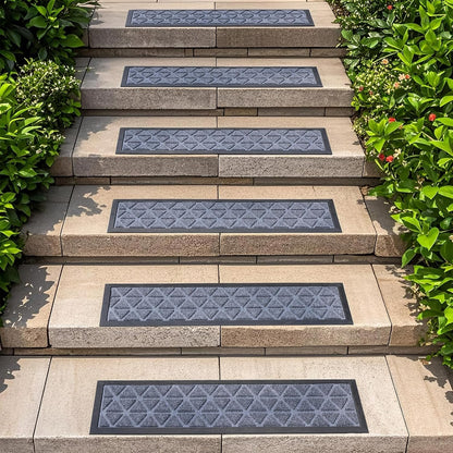 Rubber Stair Treads Non Slip Outdoor/Indoor 30" x 10" 6-Pack, Outdoor Stair Treads with Nosing for Garage, Patio, Wooden Marble Tile Metal Concrete Steps