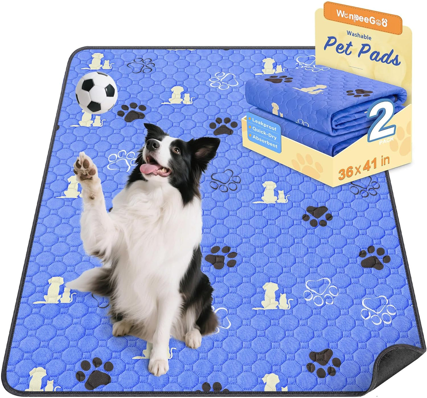 WanpeeGoo Washable Pee Pads for Dogs, 4 Pack Absorbent Reusable Training Dog Pads Pet Puppy Pads, Non-Slip Potty Pads for Whelping, Playpen, Crate, Bed, Grey 18"x24"