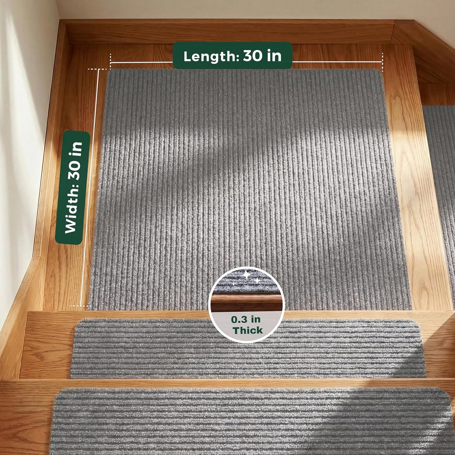 MBIGM 8" X 30" (15 in Pack) Nonslip Carpet Stair Treads Non-Skid Safety Rug Slip Resistant Indoor Runner for Kids Elders & Pets with Reusable Adhesive - Brown - Non Slip Stair Treads Indoor