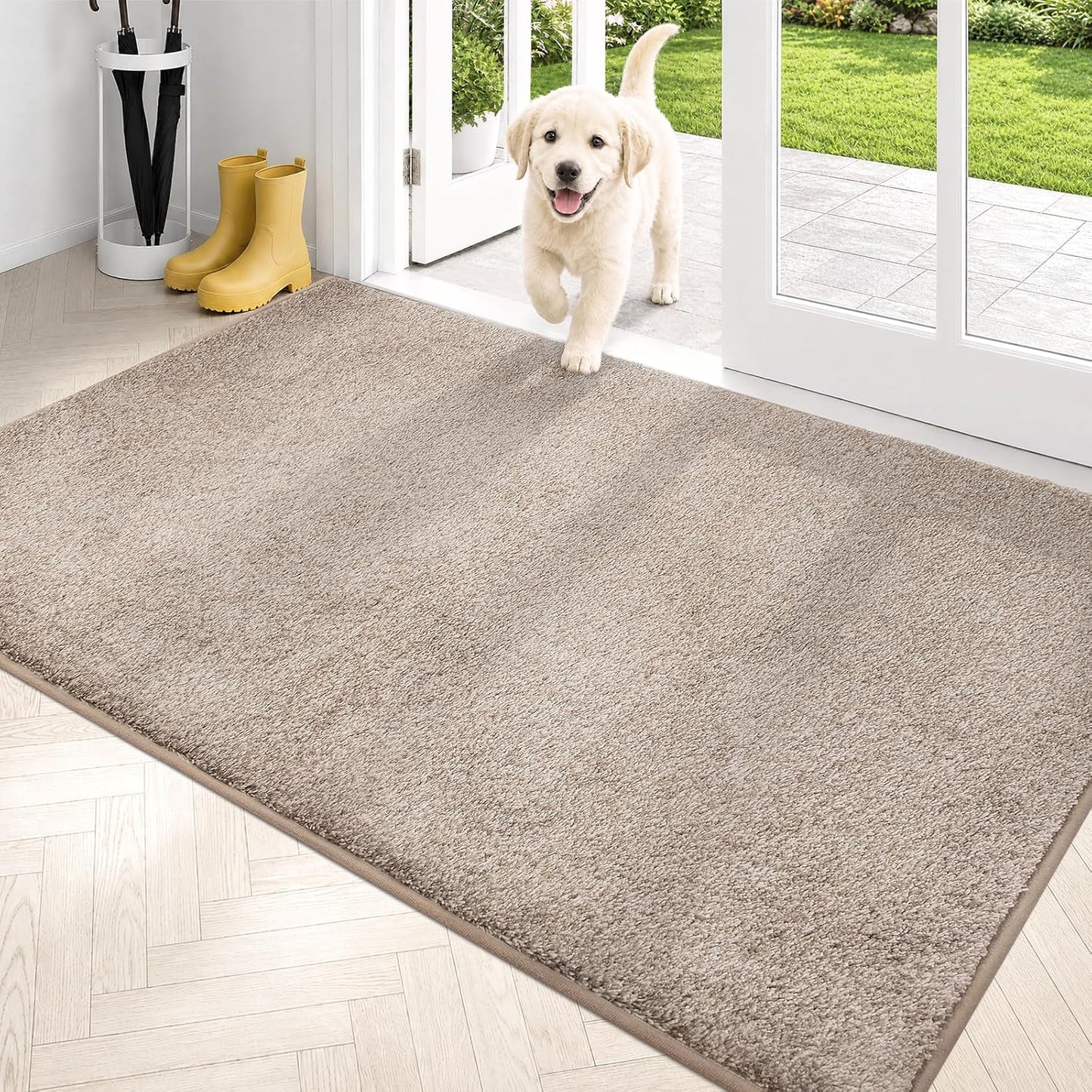 PURRUGS Dirt Trapping Door Mat 20" x 31.5", Non-Slip Machine Washable Entryway Rug, Dog Doormat, Indoor Front Door Mat, Super Absorbent Entry Rug for Muddy Shoes & Paws, Bluish Grey-Black