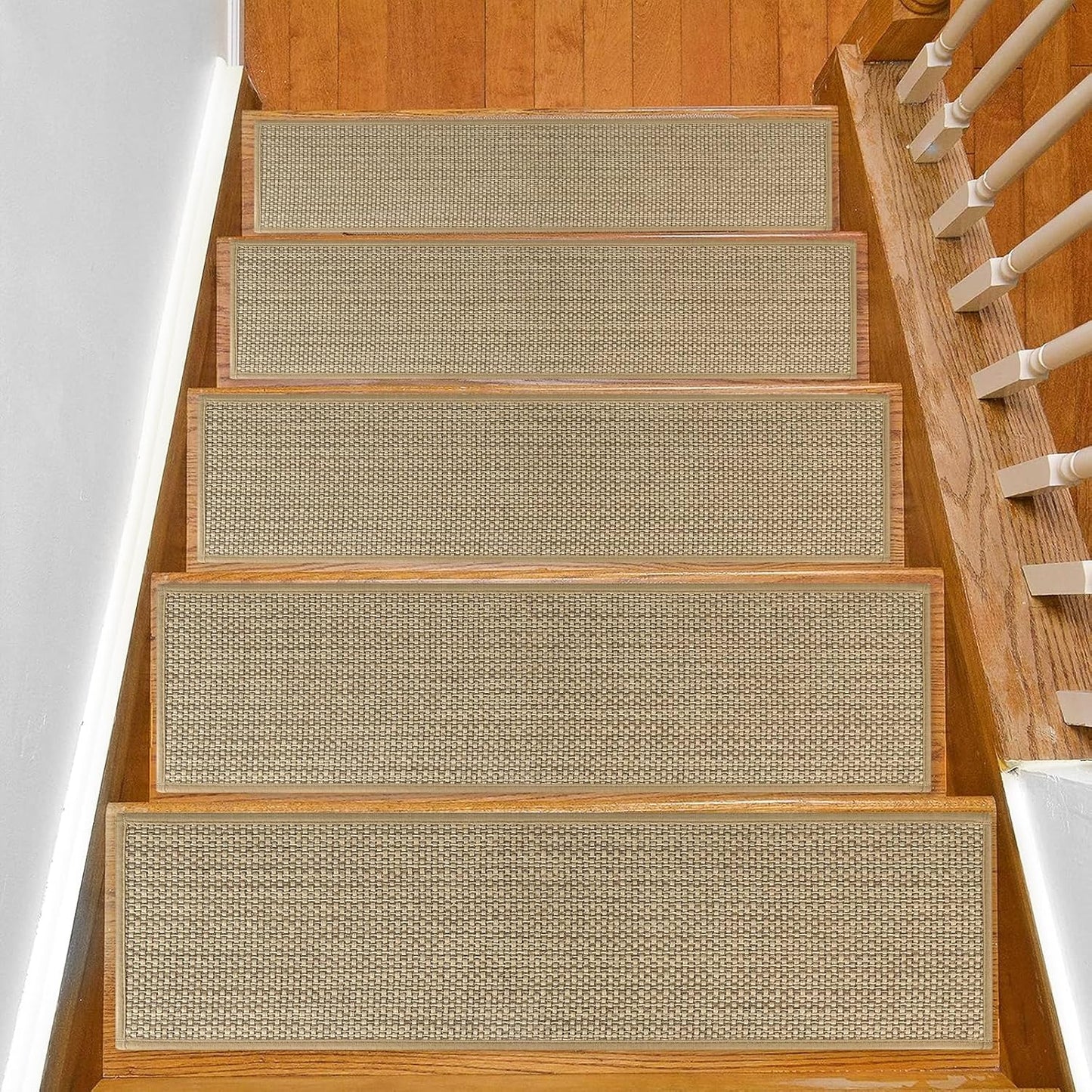 SMILOOL Stair Treads Non Slip for Wooden Steps Indoor 9" x 36" 15 Pack Extra Wide Stair Tread Carpet Stairs Runner, Step Pads with Reusable Adhesive for Dogs Kids Elders, Machine Washable, Beige