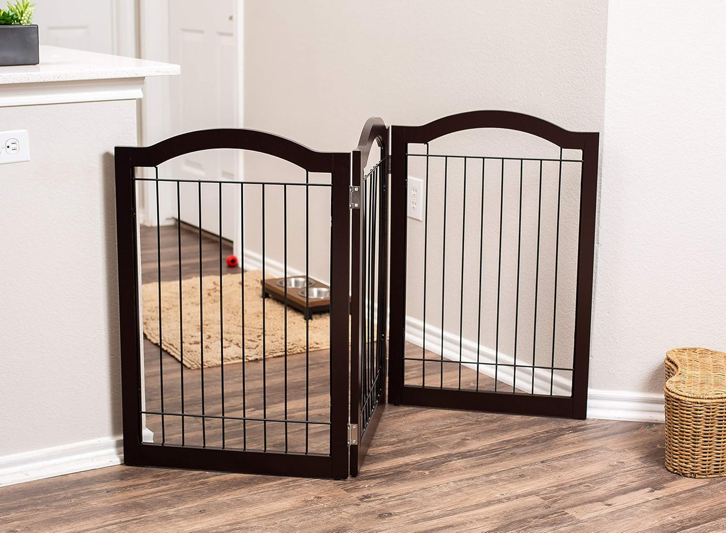 Internet's Best Wire Dog Gate with Arched Top - 4 Panel - 30" Tall - White