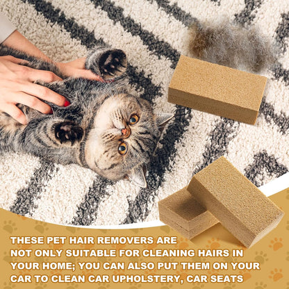 2 Pack Pet Hair Remover Sponge Cat and Dog Hair Sponge Rubber Pet Fur Lifter Removal Tool, Remove from Furniture, Carpet, Bedding, Clothing, 6.26 x 3.28 x 1.89 Inch (Yellow)