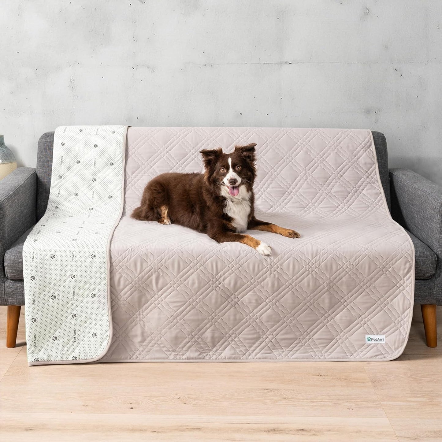 PetAmi Waterproof Couch Cover for Dogs, Reversible Furniture Cover Sofa Protector for Pet Cat Bed, Washable Blanket Dog Cover for Couch Seat, 52x82 Gray