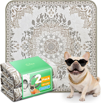 FXW Washable Pee Pads for Dogs, Puppy Pads with Super Absorbent, Specifically Designed for FXW Rollick/Homeplus 24inch 6 Panels Dog Playpen, 39" x 63" Rectangle, Khaki, 1 Pack
