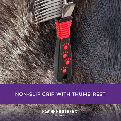 RYAN'S PET SUPPLIES Paw Brothers 9-Blade Dematting Tool for Dog Grooming, Professional Grade, Stainless Steel Blades, Comfort Grip, Gentle on Skin