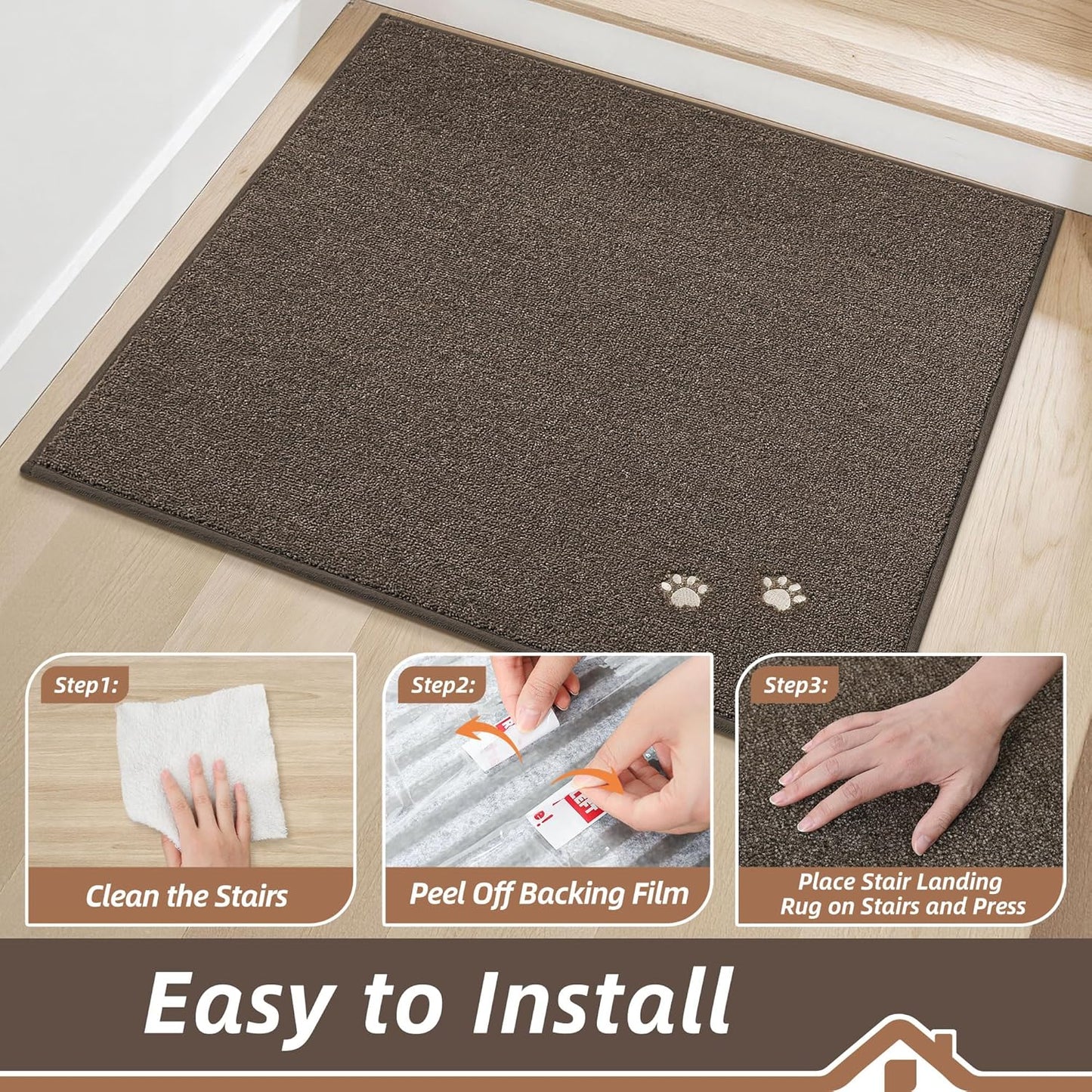 BEQHAUSE Stair Treads for Wooden Steps 28inX9in, Non Slip Carpet Stair Treads Indoor Stair Runners Machine Washable, Soft Stair Rugs Mat Surface Polyester TPE Backing, 4pcs, Charcoal