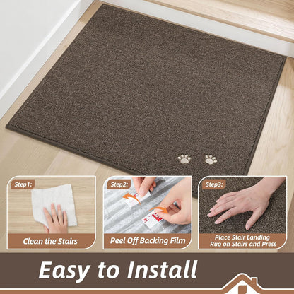 BEQHAUSE Stair Treads for Wooden Steps 28inX9in, Non Slip Carpet Stair Treads Indoor Stair Runners Machine Washable, Soft Stair Rugs Mat Surface Polyester TPE Backing, 4pcs, Charcoal