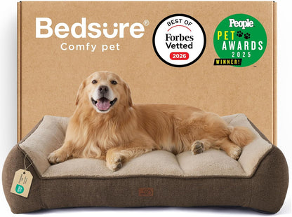 Bedsure SupportMax™ XL Pro Orthopedic Dog Beds Large Sized Dog - Extra Thick Supportive Dogs Couch with Waterproof Washable Cover, Extra Large Comfort Pet Sofa with Sherpa & Nonskid Bottom, Grey, 45"