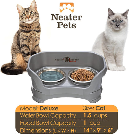 Neater Pet Brands Neater Feeder Deluxe Mess Proof Dog Bowls Elevated for Large Dogs Over 40 lbs, Made in USA, No Spill Raised Dog Food Bowl Stand Feeding Station, Food and Water Bowl Set, Black