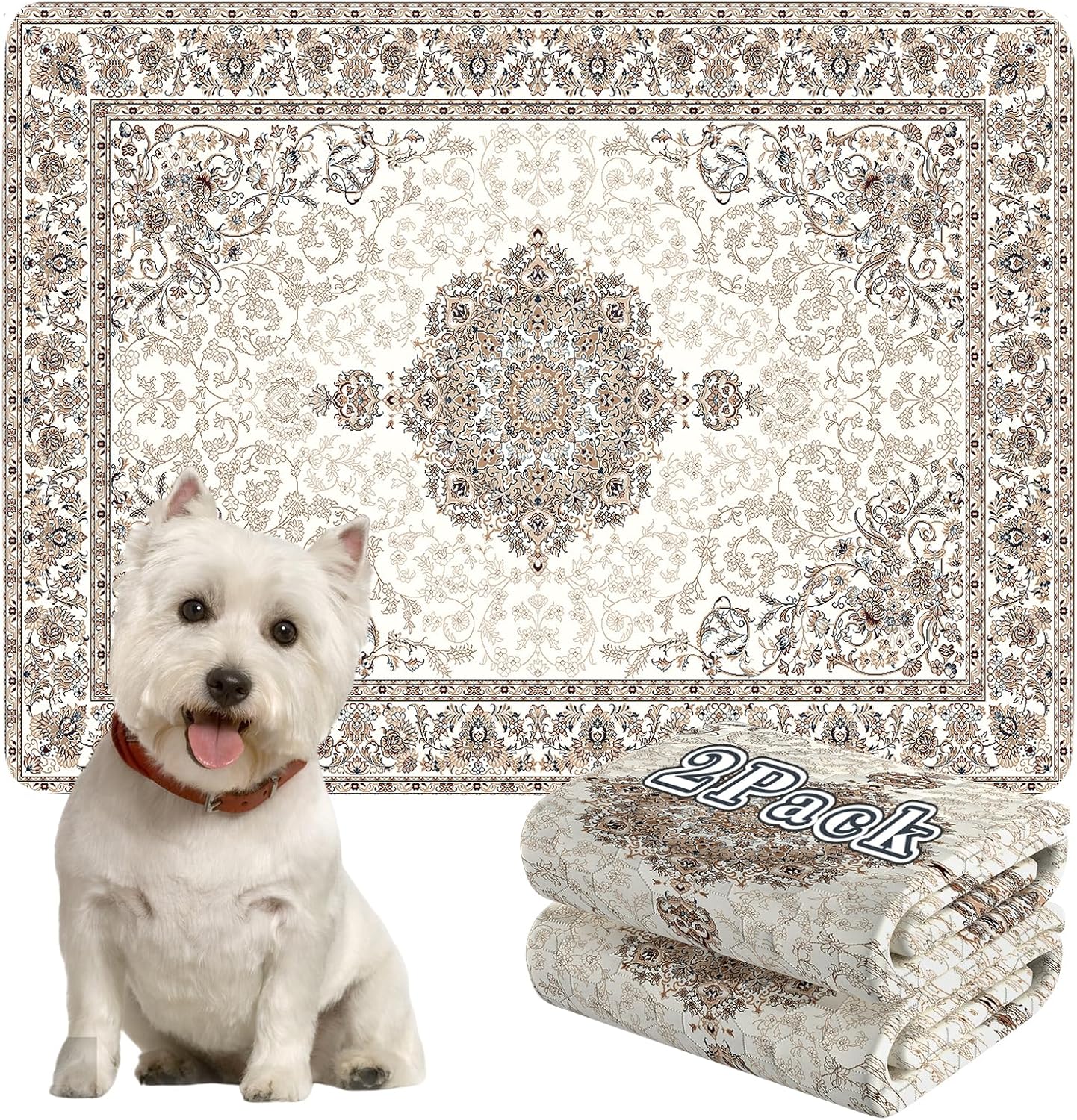 Dogcator Washable Pee Pads for Dogs, 2 Pack Reusable Puppy Training Pads. 36''x48'' Super Absorbent Dog Rugs, Non-Slip and Leakproof Pee Mat for Dogs, Whelping Pads for Crates and Floors