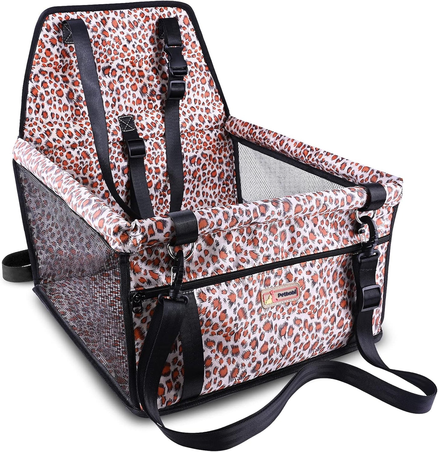 Petbobi Small Dog Car Seat, Dog Car Booster Seat for Small Medium Dogs 5-15 lbs, Foldable Front Seat Safety with Sturdy PVC Tube Frame, Breathable Mesh, Grey