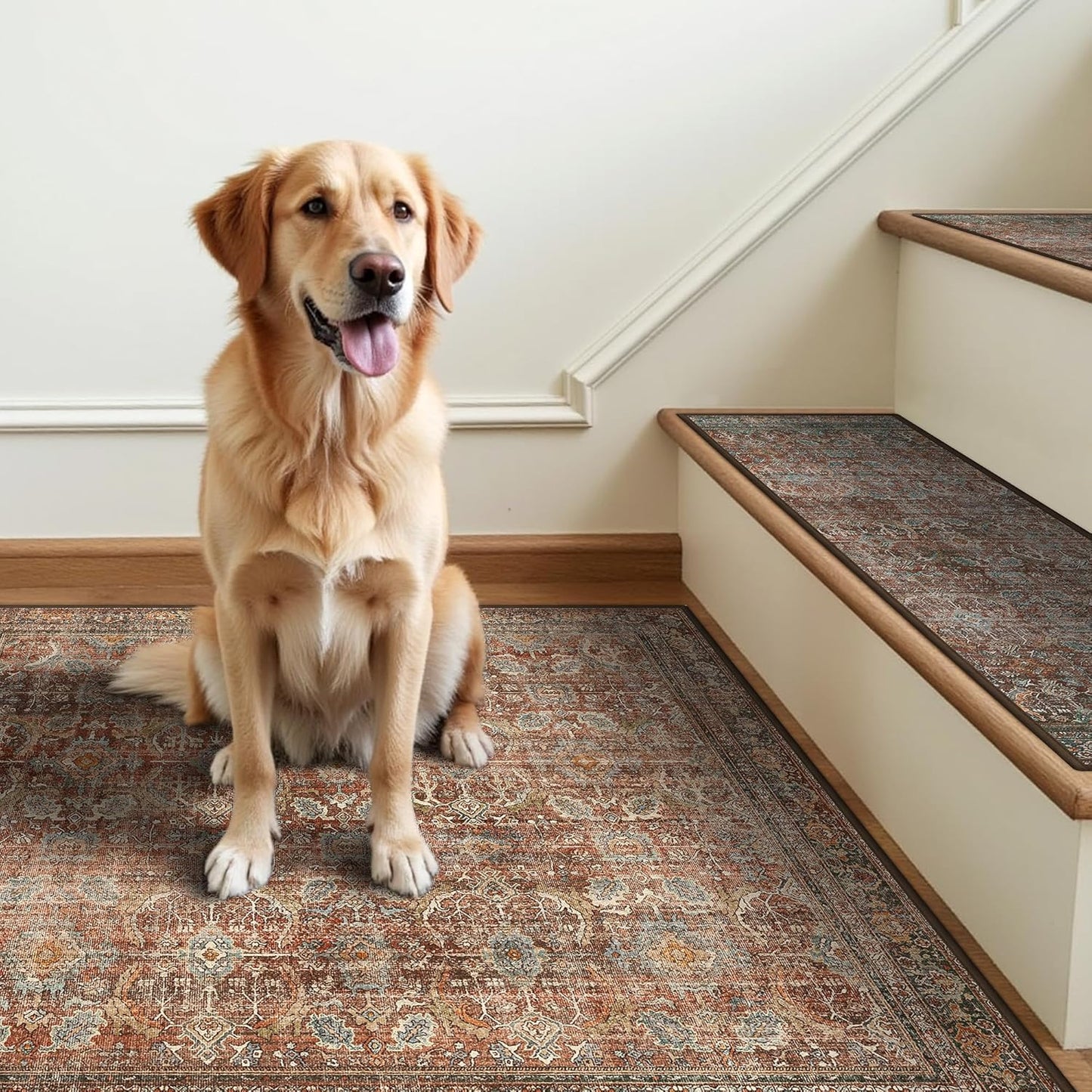 sarben Non Slip Stair Treads for Wooden Steps 15PCS - 8"x30" Indoor Safety Carpet, Edging Mats with TPE Adhesive Backing, Pet and Elderly Friendly Stair Rugs (Taupe) - Colors B