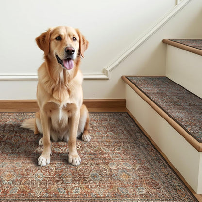 sarben Non Slip Stair Treads for Wooden Steps 15PCS - 8"x30" Indoor Safety Carpet, Edging Mats with TPE Adhesive Backing, Pet and Elderly Friendly Stair Rugs (Taupe) - Colors B