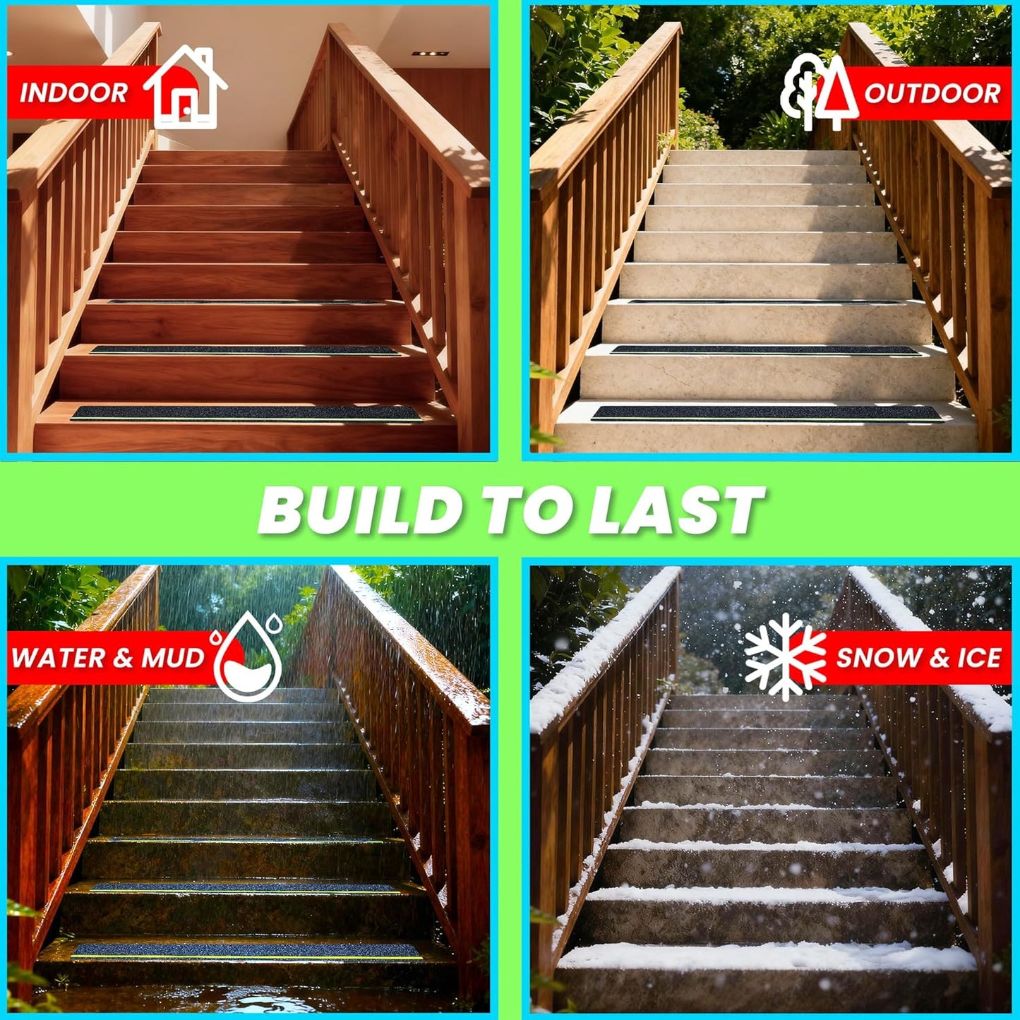 LifeGrip Stair Treads Non-Slip (15PCS), Anti Slip Transparent Stair Treads Tape for Indoor Wooden Step (4"X30"X15P-Treads)