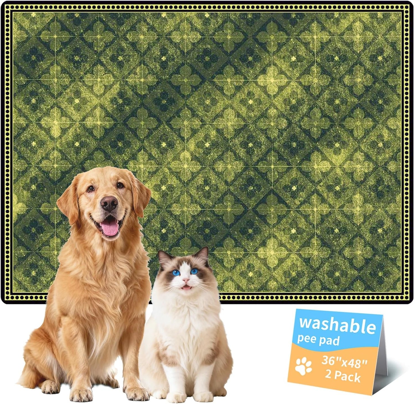 Washable Pee Pads for Dogs, Reusable Puppy Potty Training Pads, Ultra-Absorbent Thick Waterproof Leak-Proof Non-Slip Pads & Mat for Crate, Playpen, Floor, Whelping & Housebreaking , 2 Pack 18"x24"