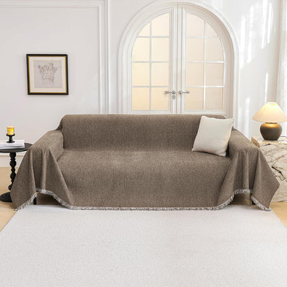 MYSKY HOME Couch Cover for Dogs, Washable Couch Covers, Non Slip Sofa Cover, Couch Cover 2 Cushion Sofa Dogs Furniture Protector with Tassels, Chenille Sofa Slipcover for Pets, 71"x118", Dark Grey