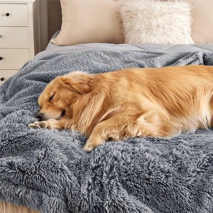 Bedsure Dog Blankets for Large Dogs, Fluffy Waterproof Dog Blanket for Couch Protector and Bed Washable, Fuzzy Faux Fur Pet Throw Blankets for Calming, Dog Accessories, XL, 50×60 inch, Tie-dye Grey