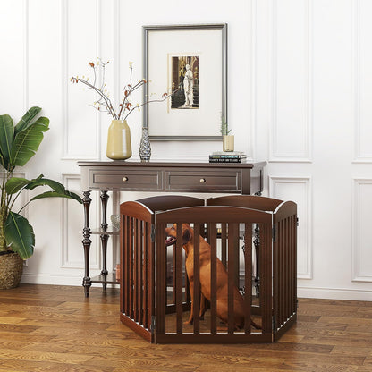 SPIRICH 96" Extra Wide 28" Tall Wooden Freestanding Foldable Dog Gate, Pet Gate Indoor, 4 Panels, White