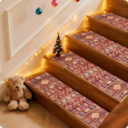 Stair Treads for Wooden Steps, Non Slip Stair Treads Carpet Indoor Residue Free Peel and Stick Washable Stair Covers, Safe for Dogs Kids Elders, Moroccan Beige, 8x30 inch, 4 Pack