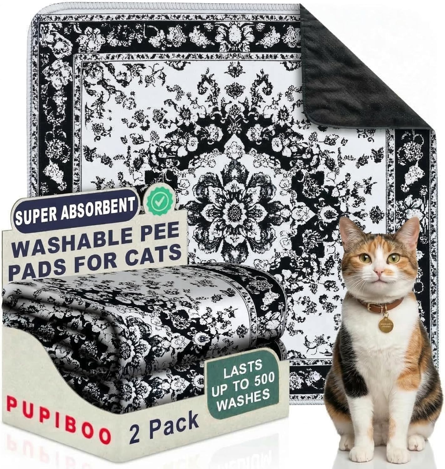 PUPIBOO Washable Pee Pads for Dogs and Cats - Super Absorbent Reusable Puppy Training Pads - 100% Waterproof, Leak-Proof & Non-Slip Whelping Pads for Pet Housebreaking