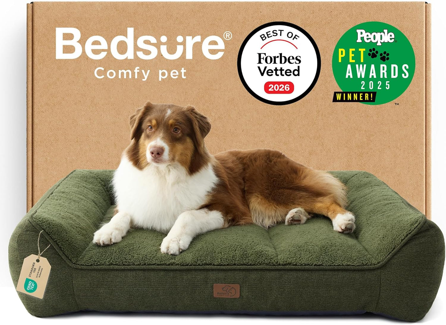 Bedsure SupportMax™ XL Pro Orthopedic Dog Beds Large Sized Dog - Extra Thick Supportive Dogs Couch with Waterproof Washable Cover, Extra Large Comfort Pet Sofa with Sherpa & Nonskid Bottom, Grey, 45"