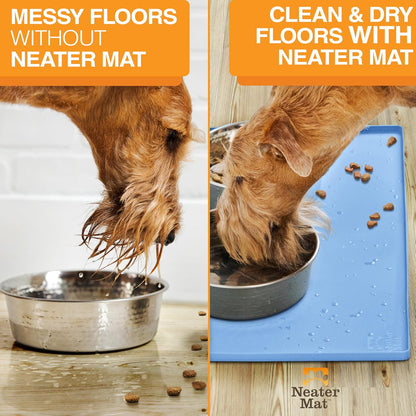Neater Pet Brands Neater Mat Cat & Dog Food Mat, Waterproof & BPA-Free Silicone Placemat with Raised Edge for Under Food and Water Bowls, 19" x 12", Gunmetal Grey